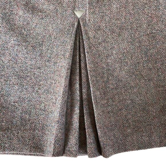 Vintage Ireland Wool Herringbone Pencil Skirt Paul Costelloe Double Back Pleat - Picture 10 of 12